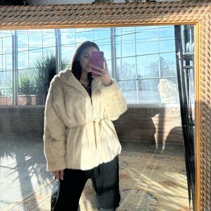 Real fur women’s coat /Jacket rabbit, fur leather M